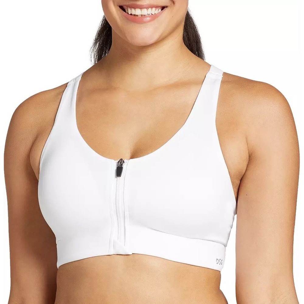 DSG Women's White High Support Zip Front Sports Bra Size‎ XS